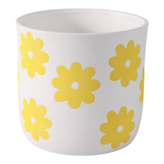 White/Yellow Ceramic Flower Power Planter