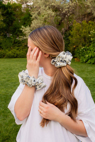 Botanical Blue Jumbo Scrunchie