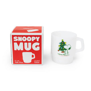 Snoopy Christmas Tree Milk Glass Mug