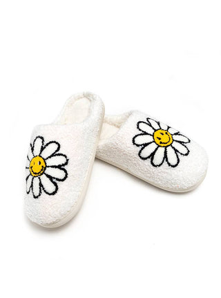 White Smiling Daisies Slippers