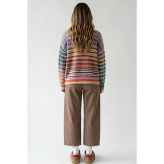 Rainbow Stripes Mock Neck Sweater
