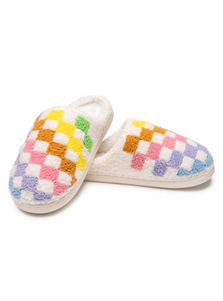 Rainbow Checkered Adult Slippers