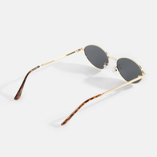 Slim Oval Cat Eye Metal Double Bridge Sunglasses