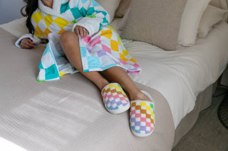 Rainbow Checkered Adult Slippers