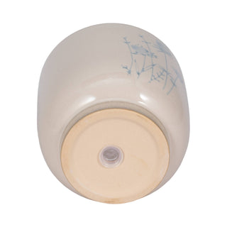 Beige Ceramic Blue Flower Planter