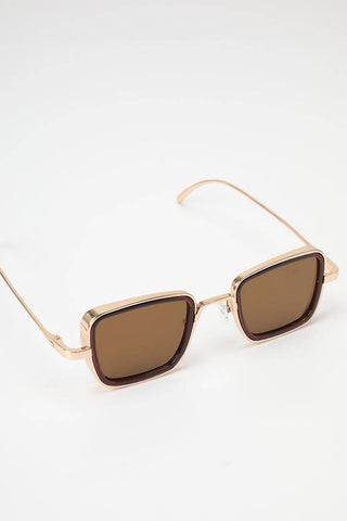 Tinted Metal Frame Rectangular Sunglasses