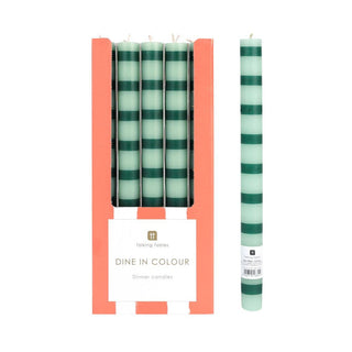 Green Stripe Dinner Candles