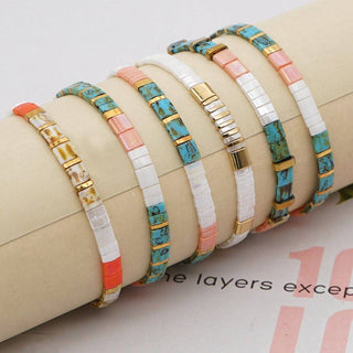 Boho Turquoise Tile Bead Bracelet