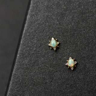 Opal Star Stud Sterling Silver Earrings