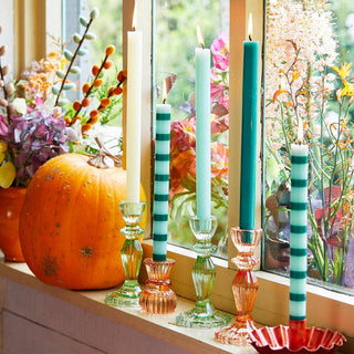 Boho Orange Glass Candle Holder