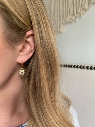 Monstera Leaf Huggie Hoops