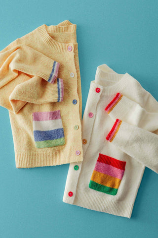 Rainbow Pocket Colorblock Knit Cardigan