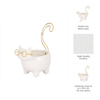 Ceramic Boho Kitty Cat Trinket Dish