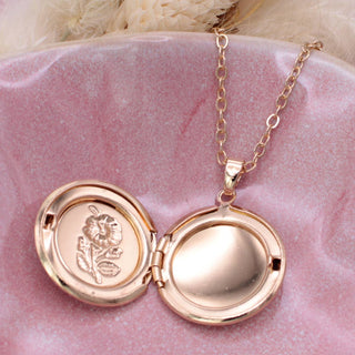 Gold Floral Locket Necklace