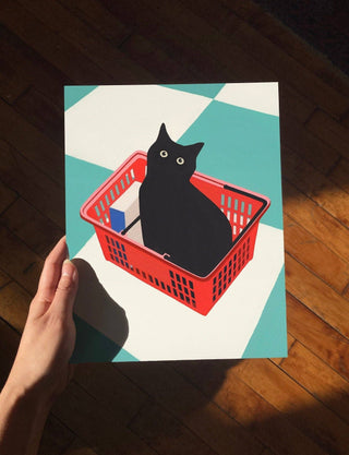 Black Bodega Cat Print