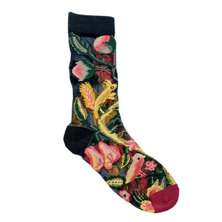 Floral and Fauna Mesh Socks Pink Tropical Birds