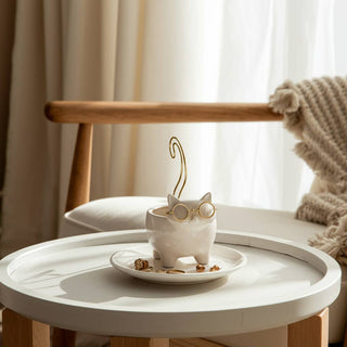 Ceramic Boho Kitty Cat Trinket Dish
