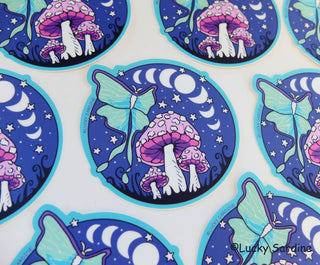 Luna Moth & Mushroom Sticker