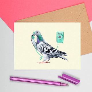 Pigeon On The Phone Greeting Card