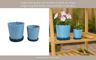 Blue Ceramic Scallop Planter