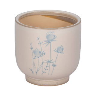 Beige Ceramic Blue Flower Planter