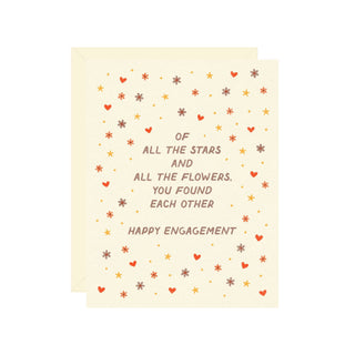 Stars & Flowers Engagement Greeting Card