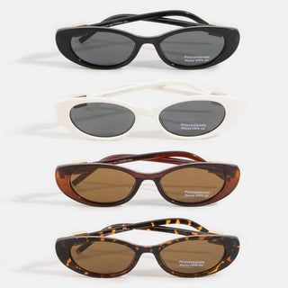 Metallic Accent Wide Oval Lens Sunglasses