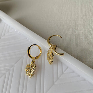 Monstera Leaf Huggie Hoops