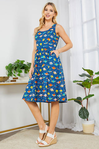 Solar System Vintage Style Cotton Dress