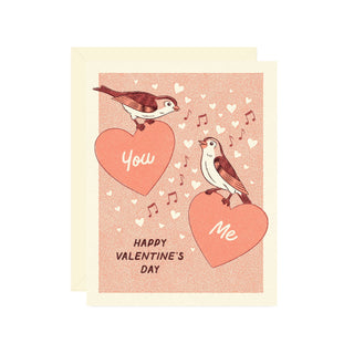 You & Me Lovebirds Valentine Greeting Card
