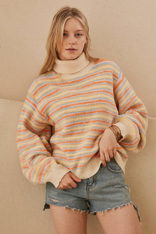 Turtle Neck Striped Sweater