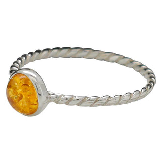 Cognac Amber Sterling Silver Ring