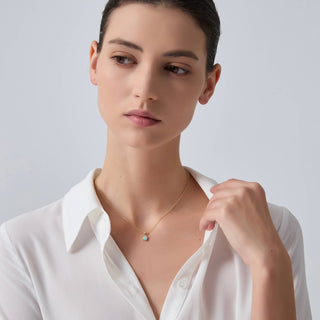 Solitaire Round Opal Pendant Sterling Silver Necklace