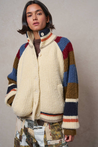 Chunky Rib-Knit Faux Fur Lined Cardigan