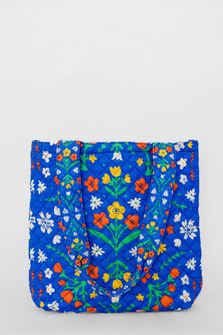 Blue Scandinavian Floral Quilted Tote Bag