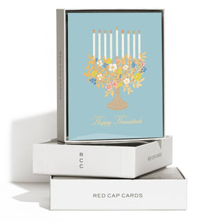 Floral Menorah Hanukkah Greeting Card