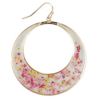 Pink Posy Dried Flower Circle Earrings