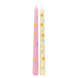 Floral Yellow & Pink Dinner Candles