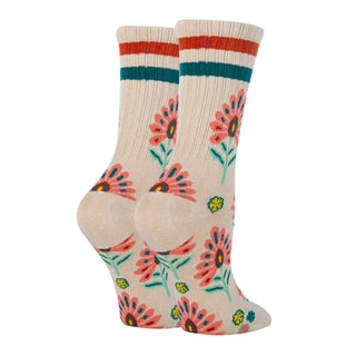 Wild Flowers Floral Crew Socks