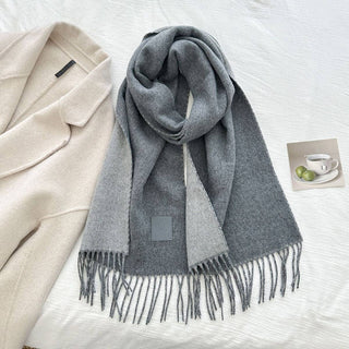 Wool Reversible Tassel Scarf