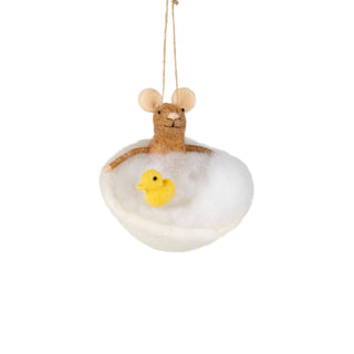 Felt Mouse in a Bubble Bath Christmas Ornament
