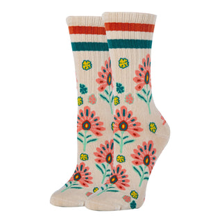 Wild Flowers Floral Crew Socks