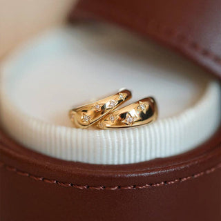 Dainty Gold Star Hoop Sterling Silver Earrings