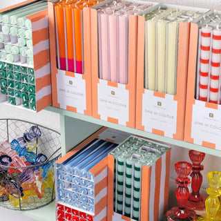 Green Stripe Dinner Candles