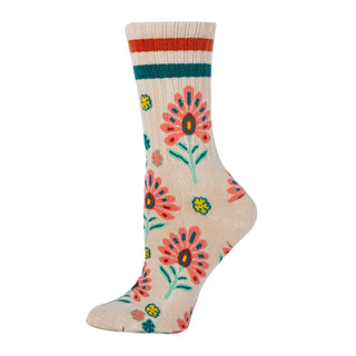 Wild Flowers Floral Crew Socks