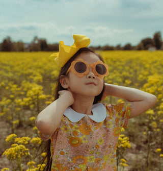 Retro Marigold Floral Peter Pan Collar Toddler Dress