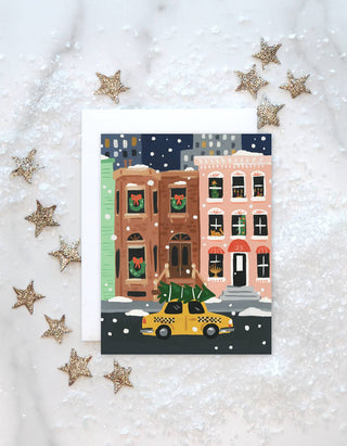 NYC Brownstone Holiday Greeting Card