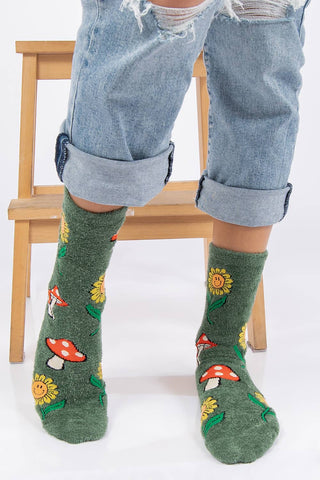 Mushroom Fields | Women's Fuzzy Pattern Warm Socks