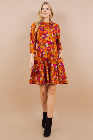 Retro Flower Tunic Dress