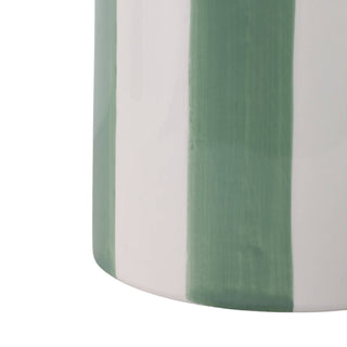 Green/White Ceramic Striped Planters